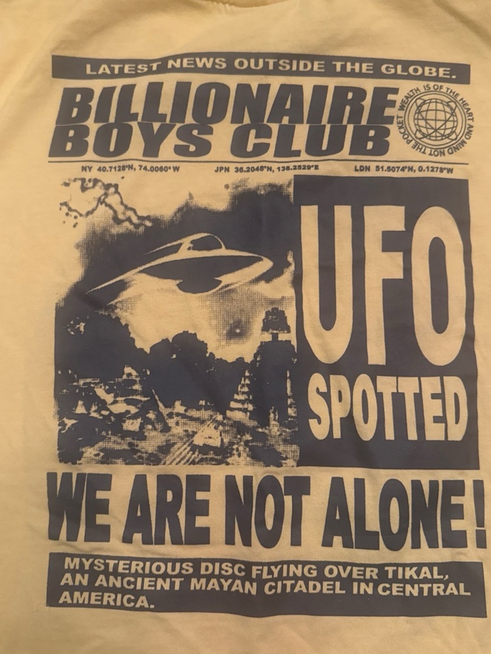 Billionaire Boys Club Pale Yellow Short-Sleeve Crewneck Tee with Chest Logo